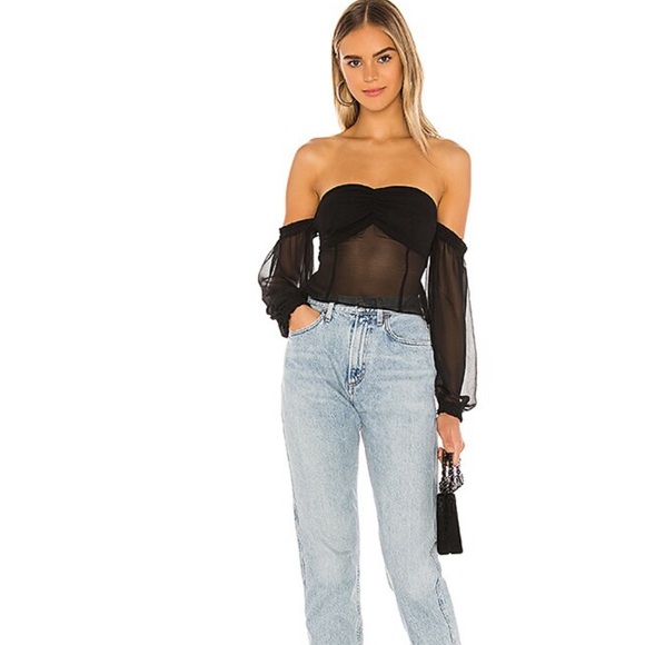 NWT Nickie Off Shoulder Top in Black XXS - Picture 2 of 4